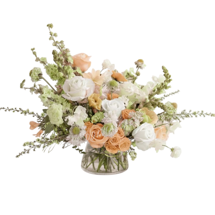 แจกันดอกไม้สไตล์มินิมอล โทนเบาสบาย ขาวพีช หวานๆ